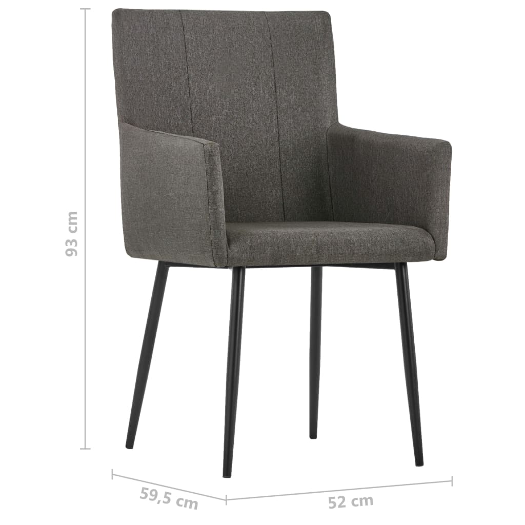 vidaXL Jedálenské stoličky s opierkami 2 ks, sivohnedé, látka