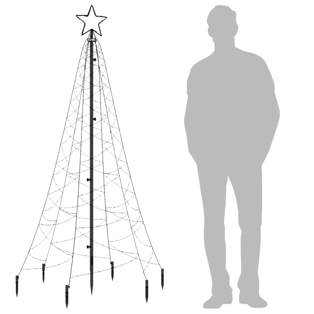 vidaXL Vianočný stromček s hrotom, 200 studených bielych LED 180 cm