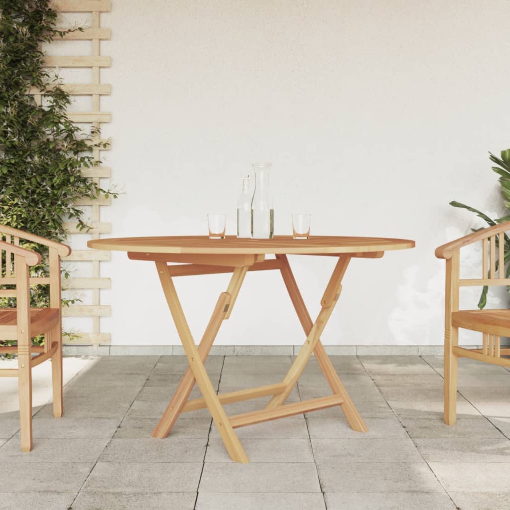 vidaXL Skladací záhradný stôl Ø 120x75 cm tíkový masív