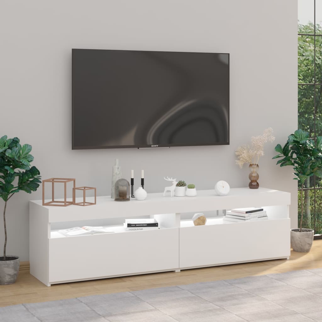 vidaXL TV skrinky 2 ks s LED svetlami biele 75x35x40 cm