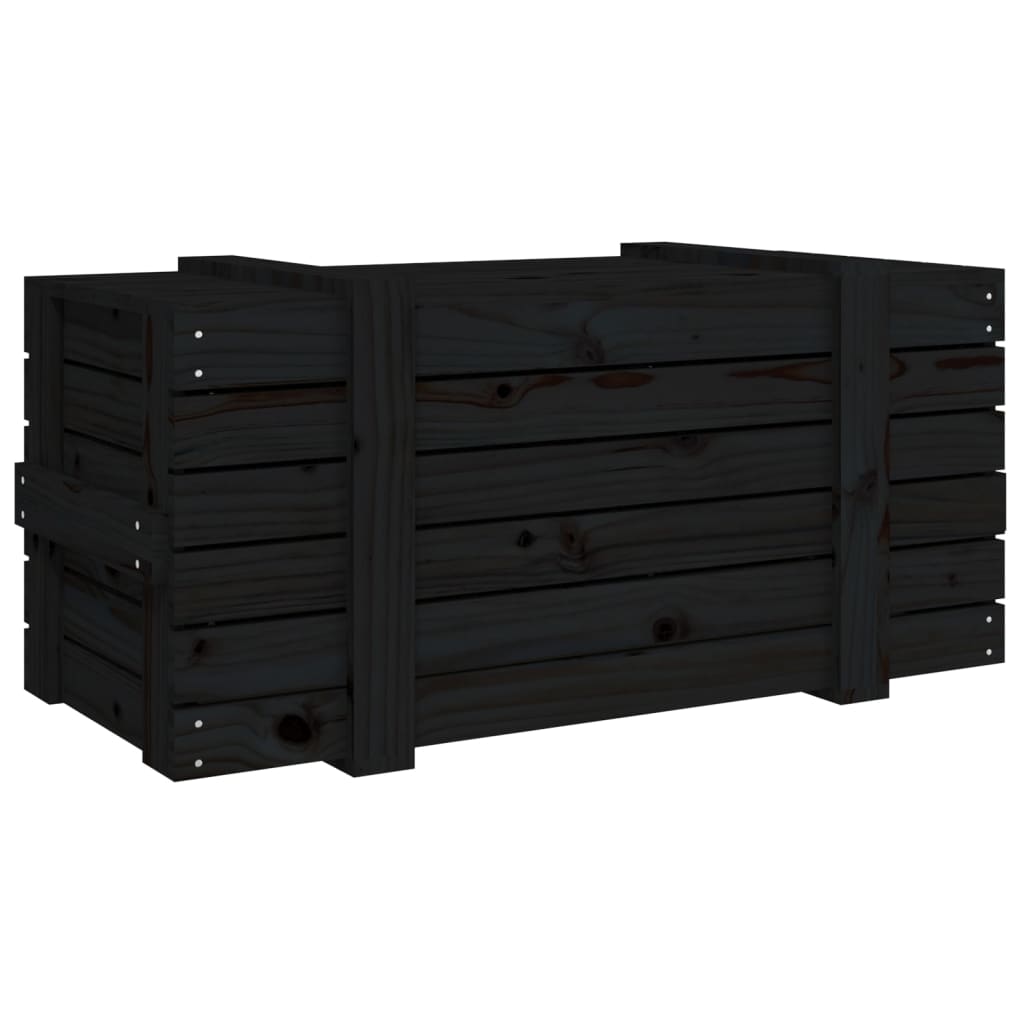 vidaXL Úložný box čierny 91x40,5x42 cm masívna borovica