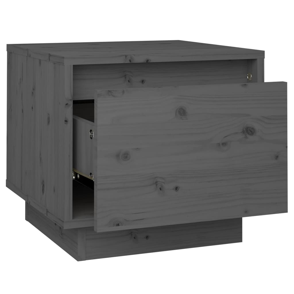 vidaXL Nočný stolík sivý 35x34x32 cm masívne borovicové drevo
