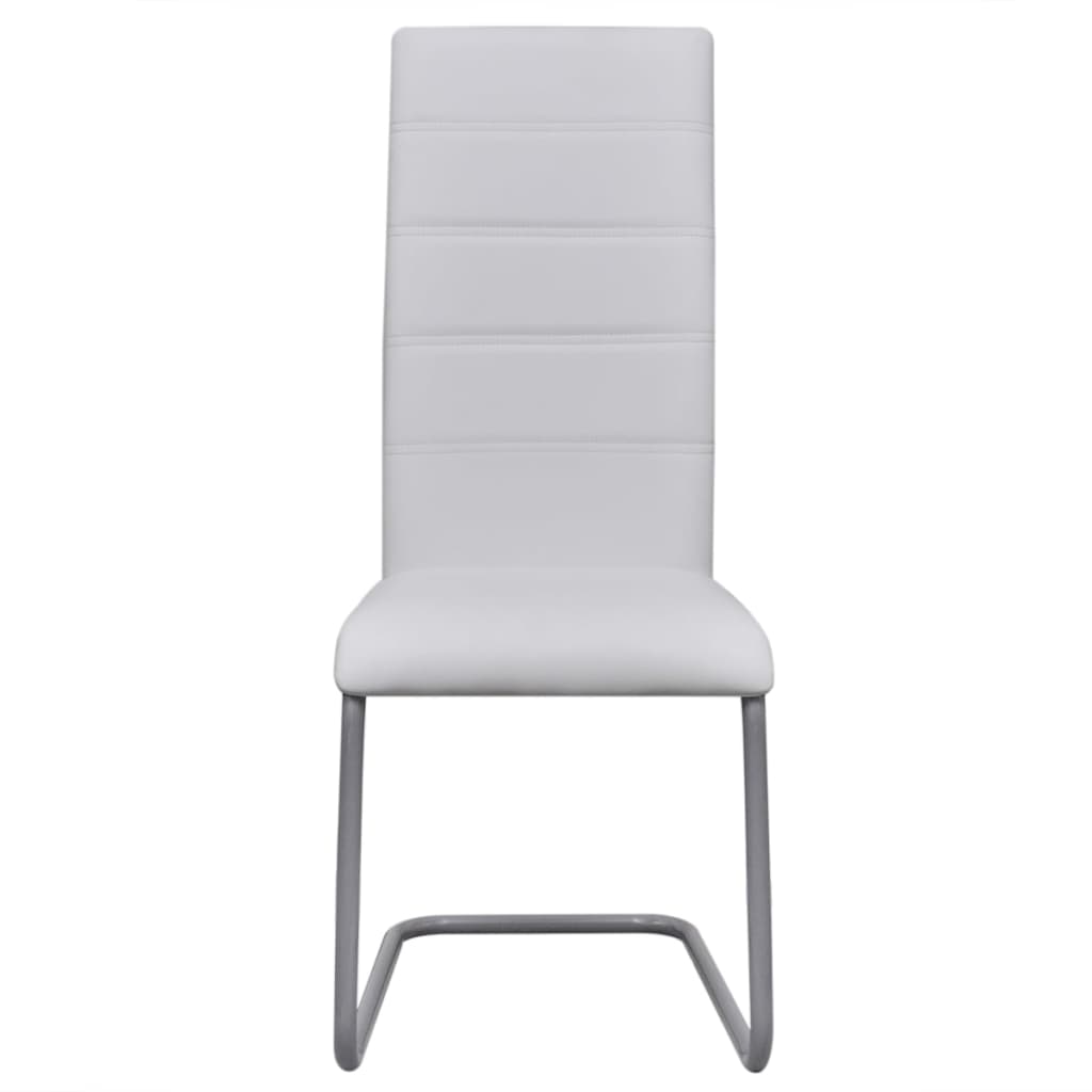 vidaXL Jedálenské stoličky, perová kostra 6 ks, biele, umelá koža