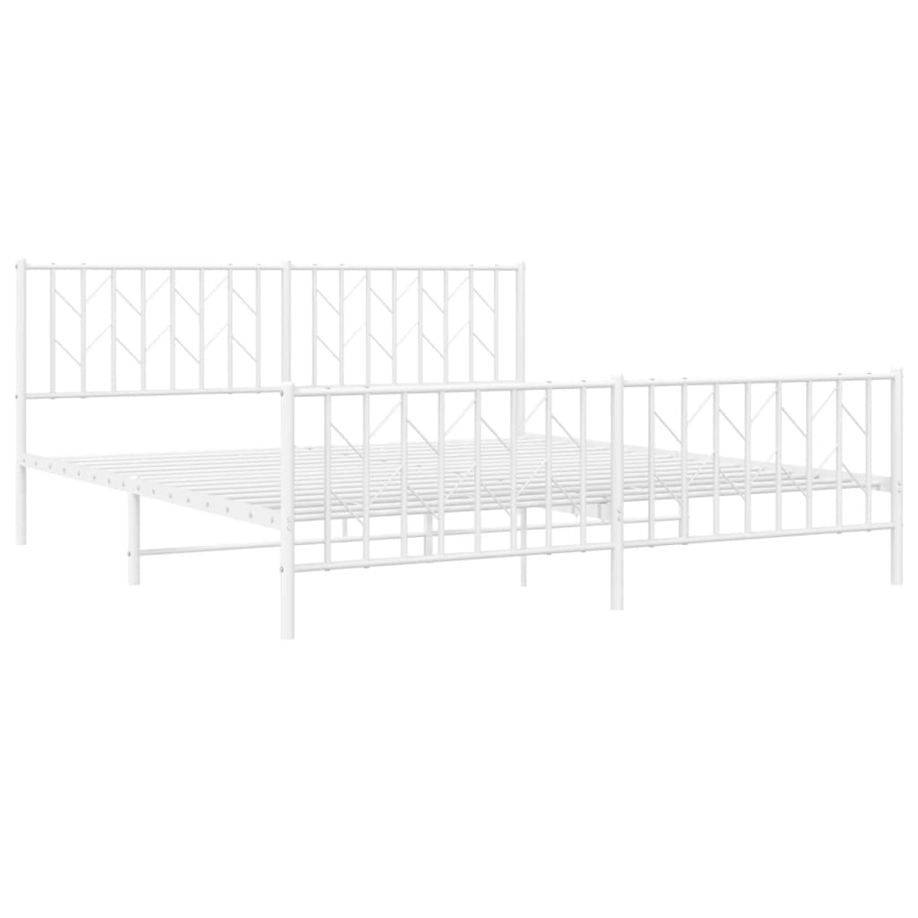vidaXL Kovový rám postele s predným a zadným čelom biely 183x213 cm