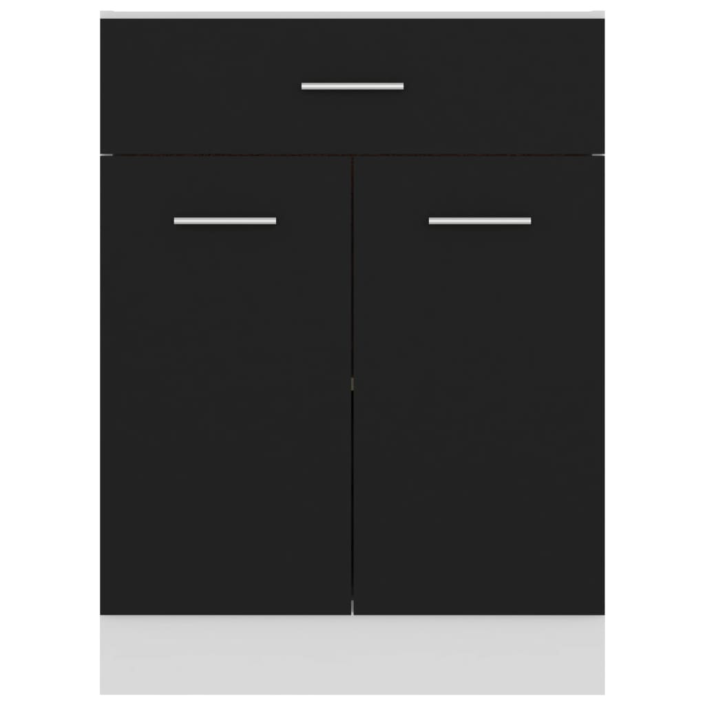 vidaXL Spodná skrinka+zásuvka, čierna 60x46x81,5 cm, kompozitné drevo