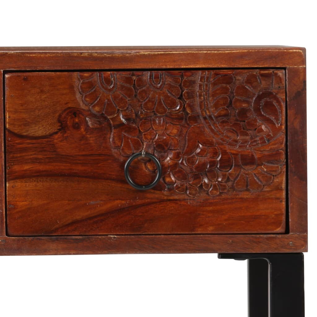vidaXL Písací stôl, drevený masív sheesham a pravá koža 117x50x76 cm