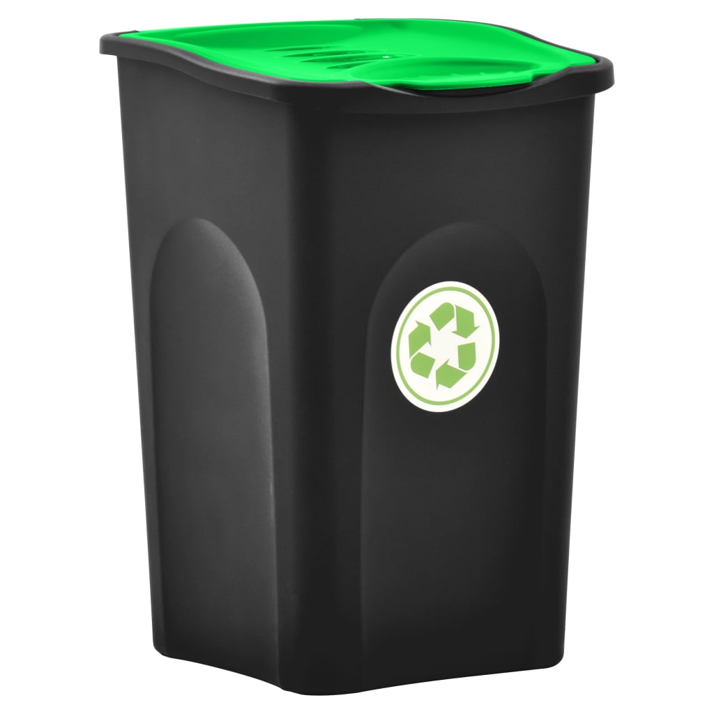 vidaXL Odpadkový kôš s vyklápacím vekom 50 l, čierno zelený