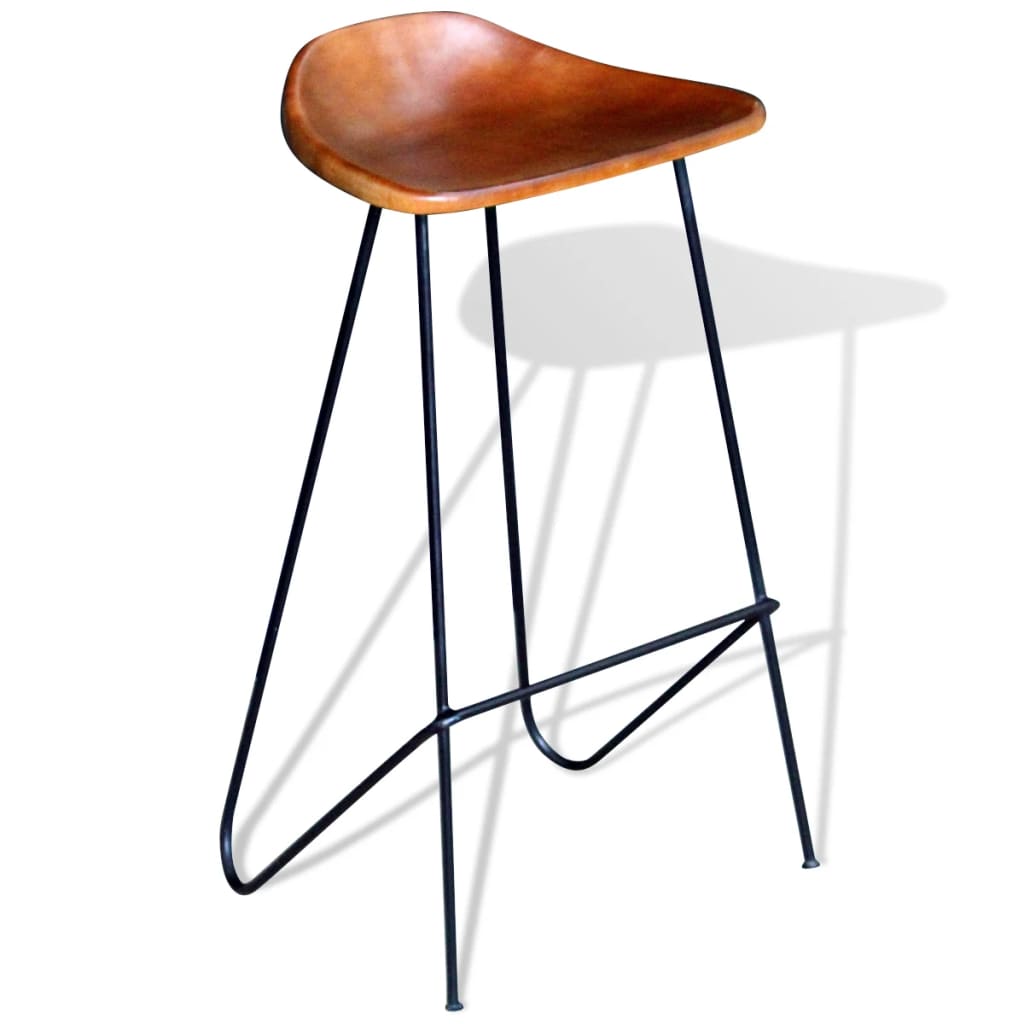 vidaXL Barové stoličky 4 ks, hnedé, pravá koža