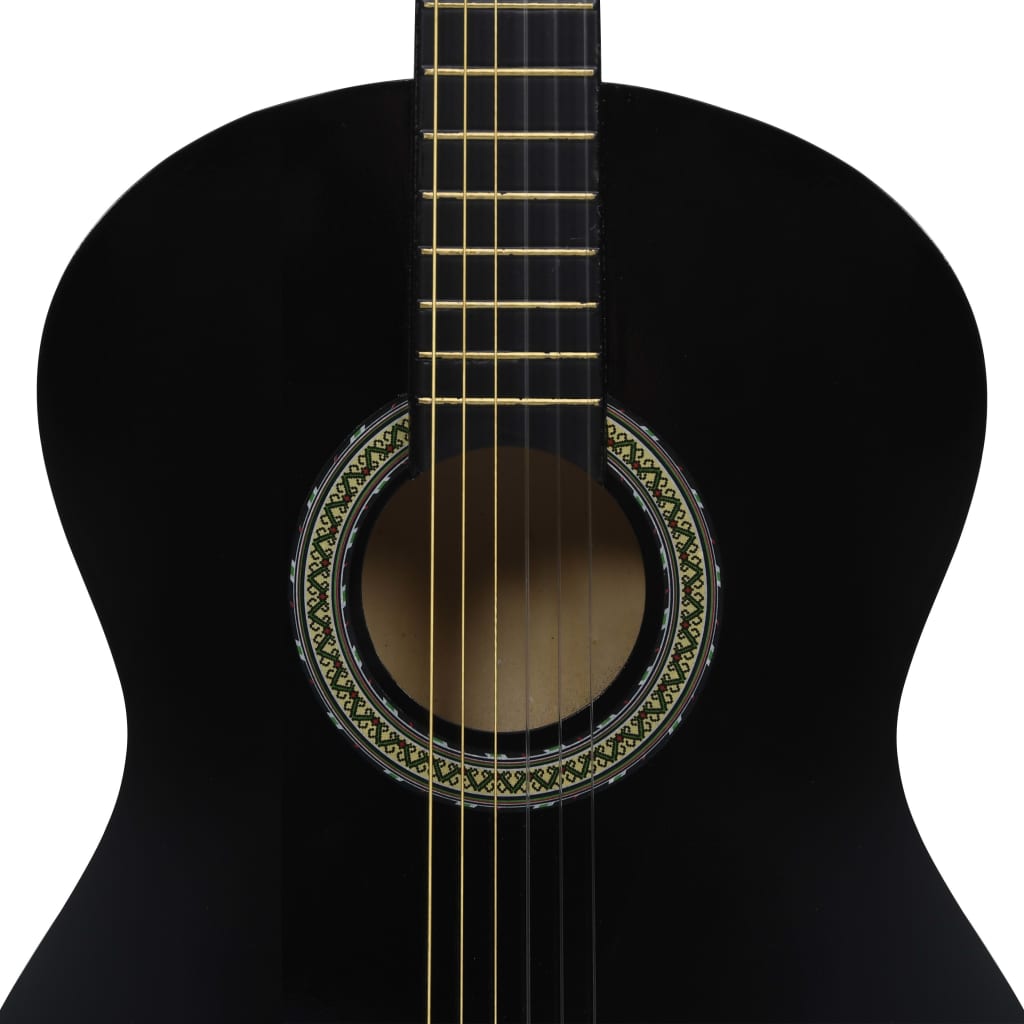 vidaXL 12-dielna klasická gitarová sada pre začiatočníkov čierna 4/4 39"