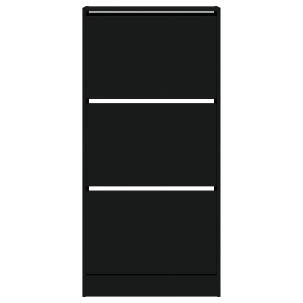 vidaXL Botník čierny 60x21x125,5 cm kompozitné drevo