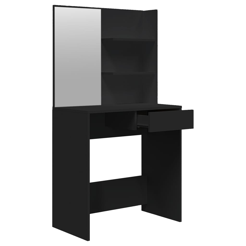 vidaXL Toaletný stolík so zrkadlom čierny 74,5x40x141 cm