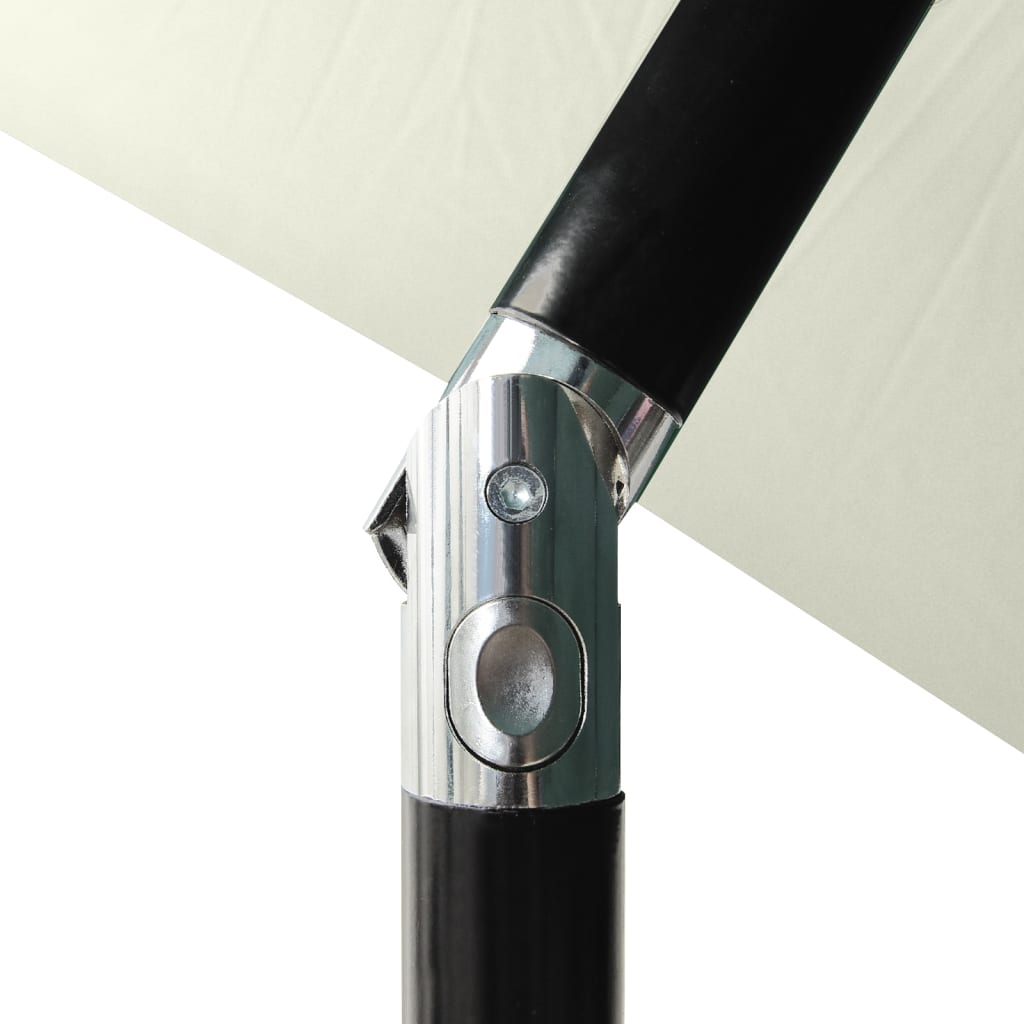 vidaXL Slnečník s LED a oceľovou tyčou pieskový 2x3 m