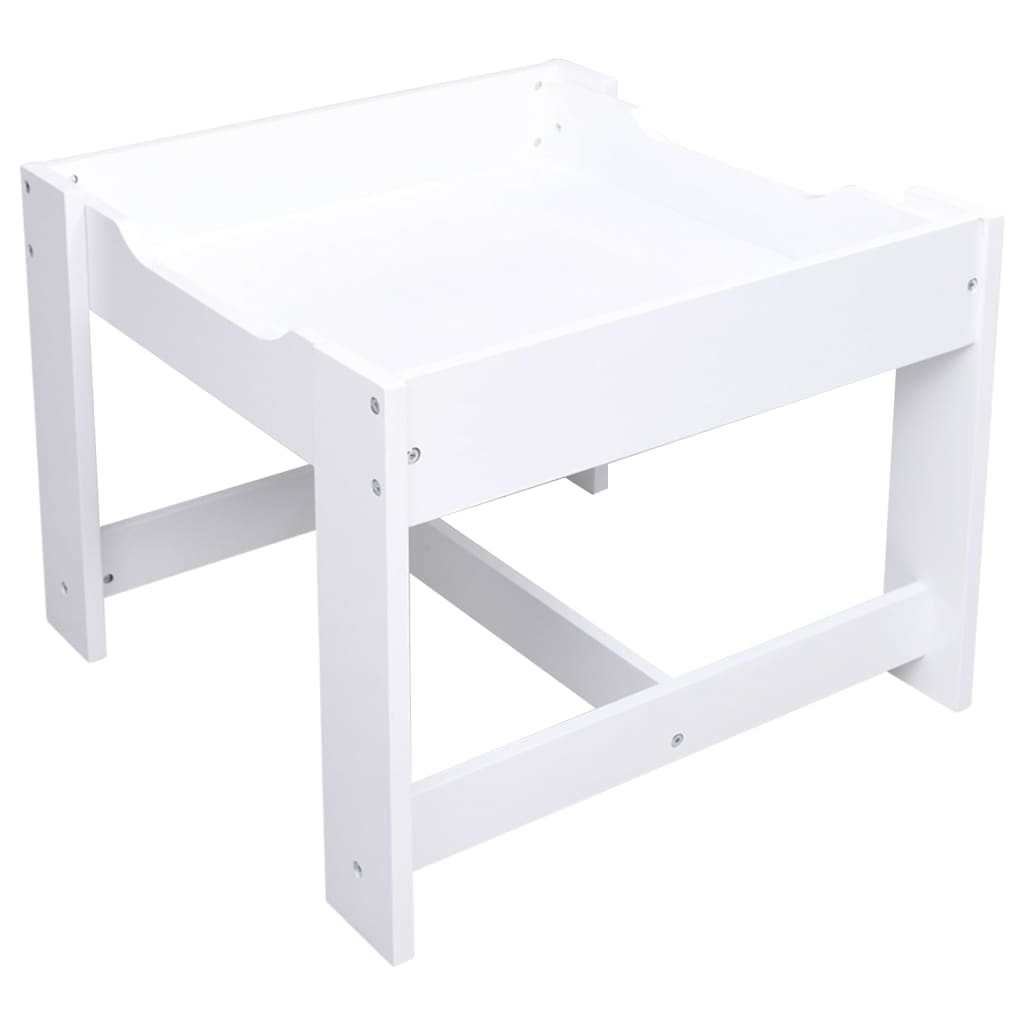 vidaXL Detský stôl s 2 stoličkami biely MDF