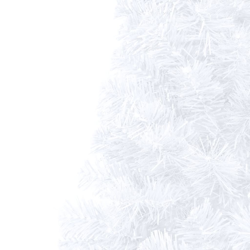 vidaXL Osvetlený umelý polovičný vianočný stromček+gule, biely 150 cm