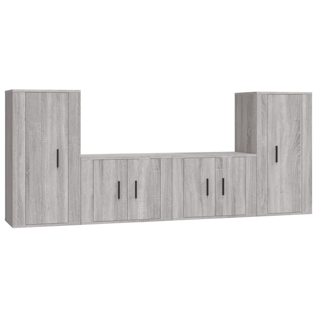 vidaXL 4-dielna súprava TV skriniek sivý dub sonoma spracované drevo