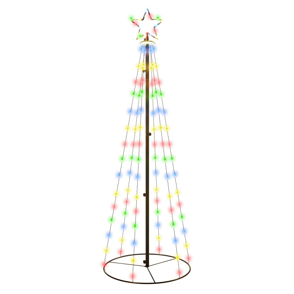 vidaXL Vianočný stromček, kužeľ 108 LED, farebné svetlo 70x180 cm