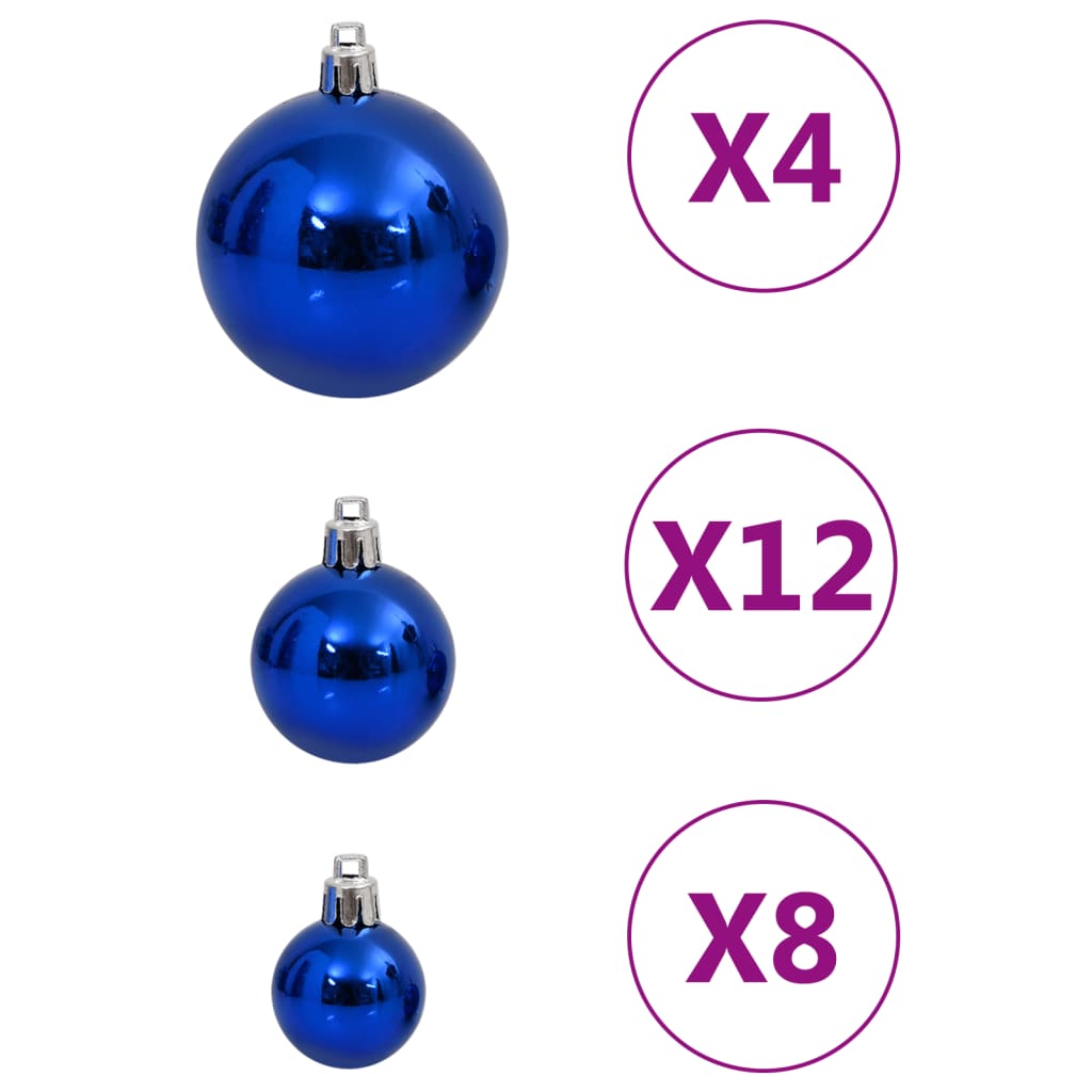 vidaXL 111-dielna sada vianočných ozdôb modrá polystyrén