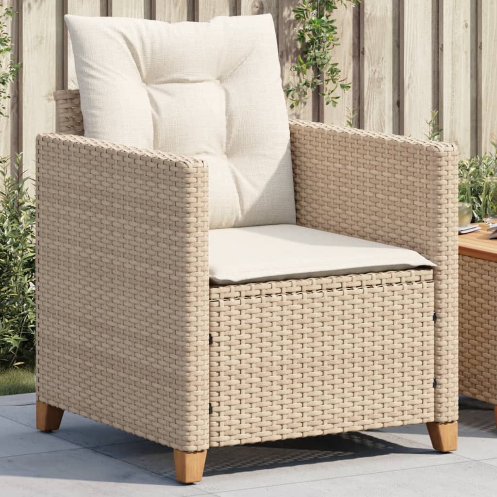 vidaXL Záhradná stolička s vankúšmi béžová polyratan