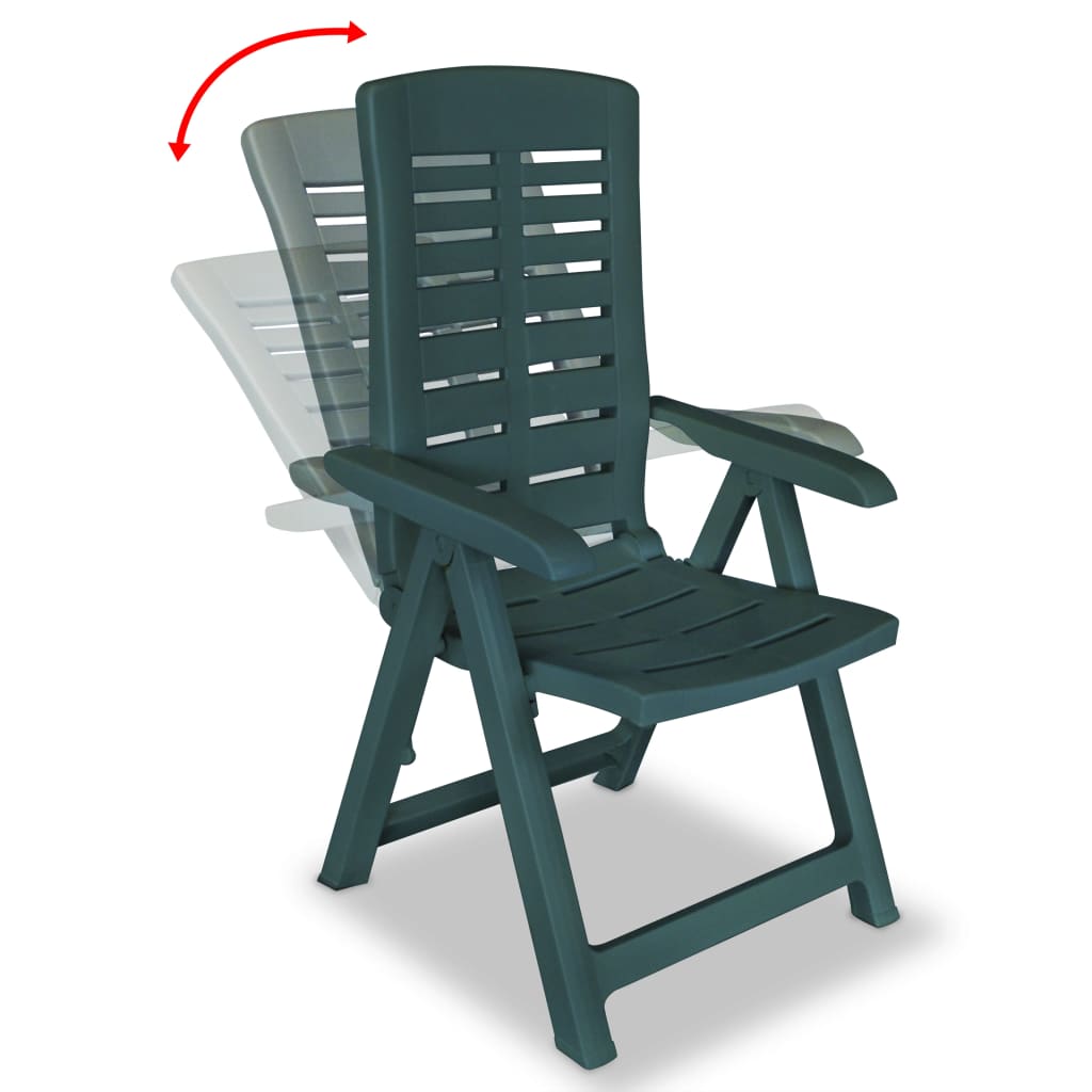 vidaXL Sklápacie záhradné stoličky 4 ks, plast, zelené