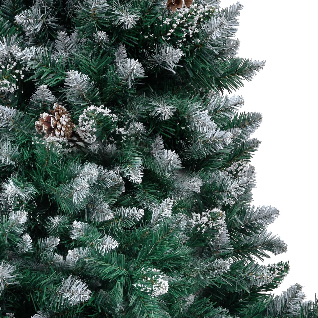 vidaXL Zasnežený umelý vianočný stromček s borovicovými šiškami 150 cm