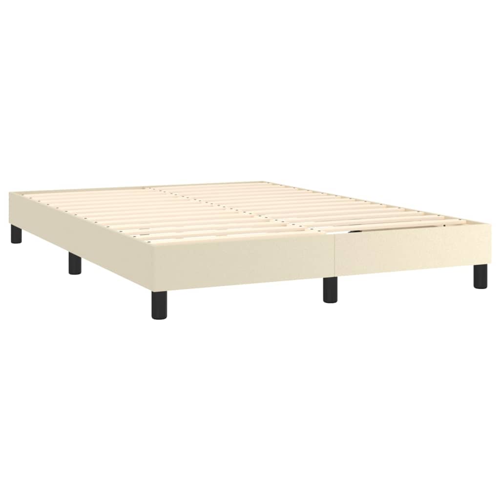 vidaXL Boxspring posteľ s matracom a LED krémová 140x190 cm umelá koža