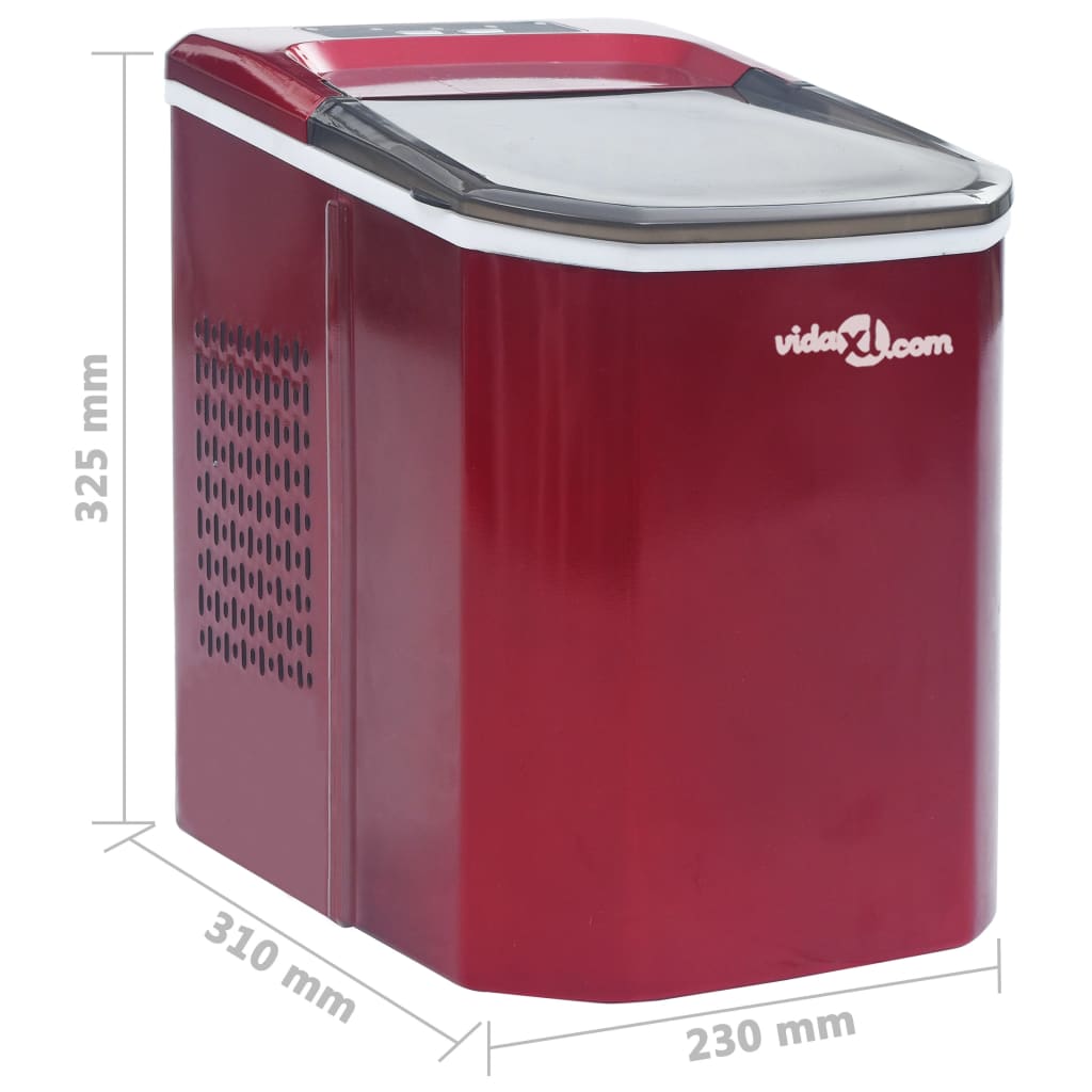 vidaXL Výrobník ľadových kociek červený 1,4 l 15 kg / 24 h