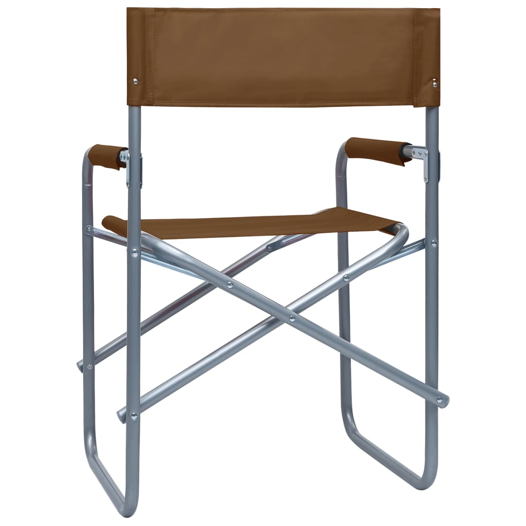 vidaXL Režisérske stoličky 2 ks, oceľ, hnedé
