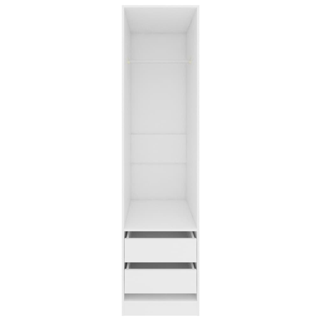 vidaXL Šatník so zásuvkami, biely 50x50x200 cm, kompozitné drevo