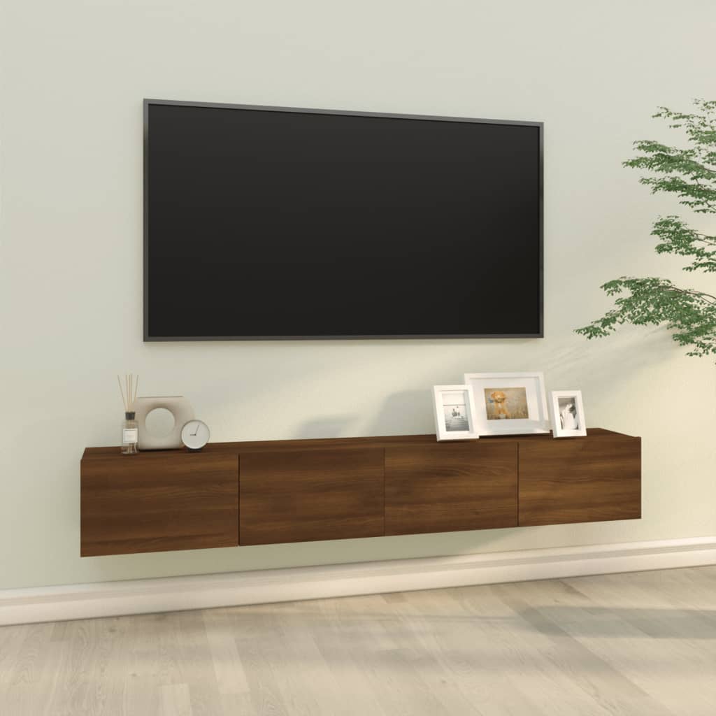 vidaXL Nástenné TV stolíky 2ks hnedý dub 100x30x30cm spracované drevo