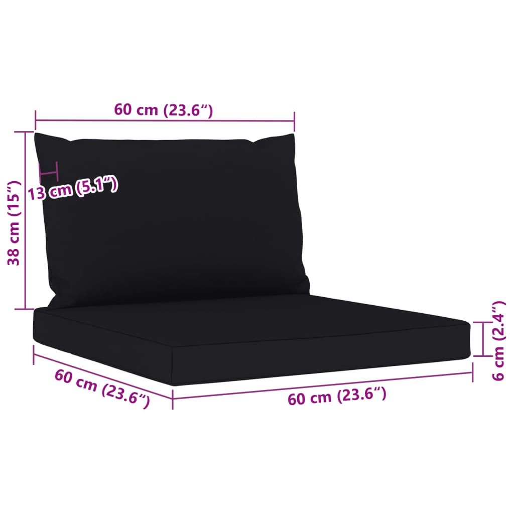 vidaXL 6-dielna záhradná sedacia súprava, čierne podložky