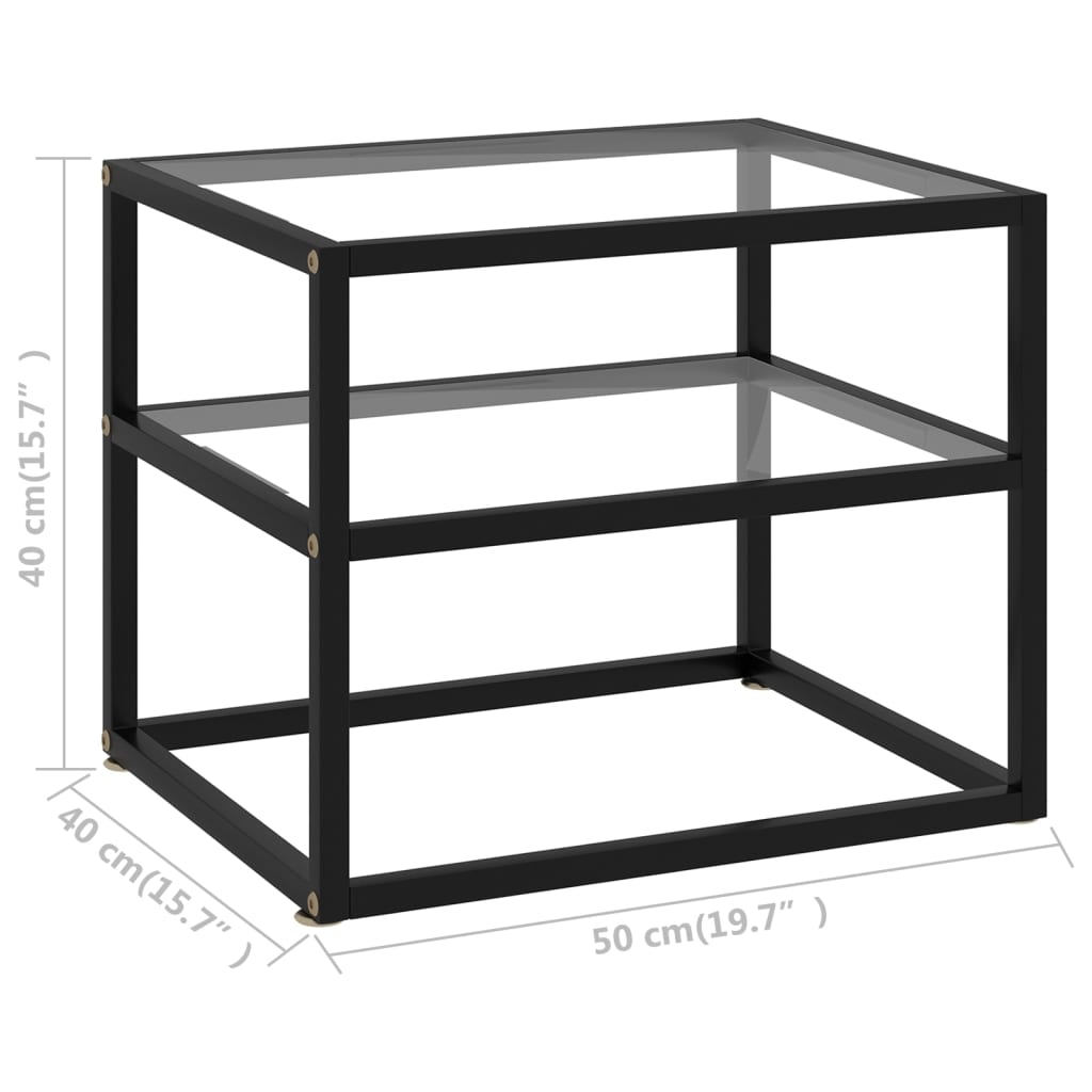 vidaXL Konzolový stolík priehľadný tvrdené sklo 50x40x40 cm