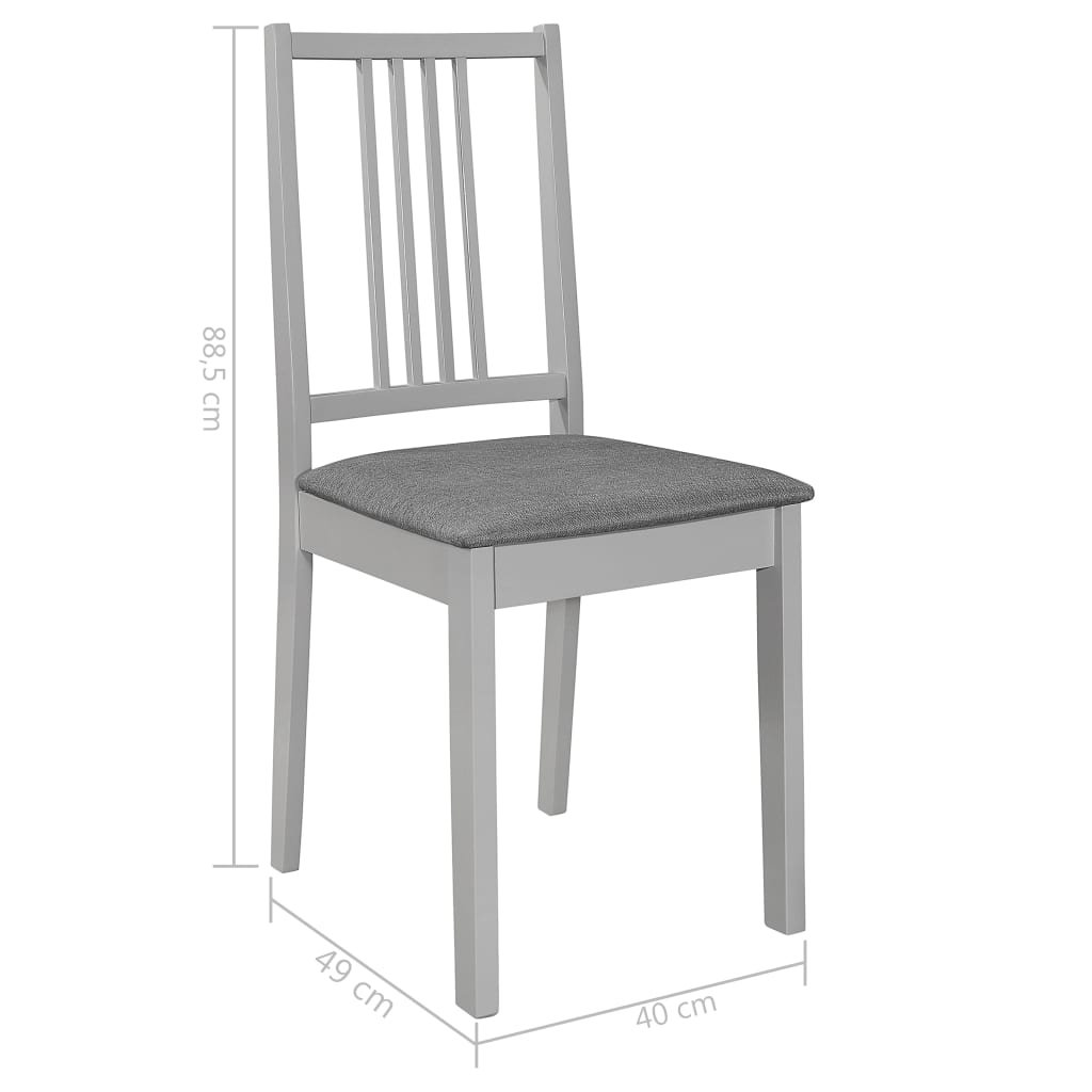 vidaXL Jedálenské stoličky s podložkami 4 ks, sivé, drevený masív