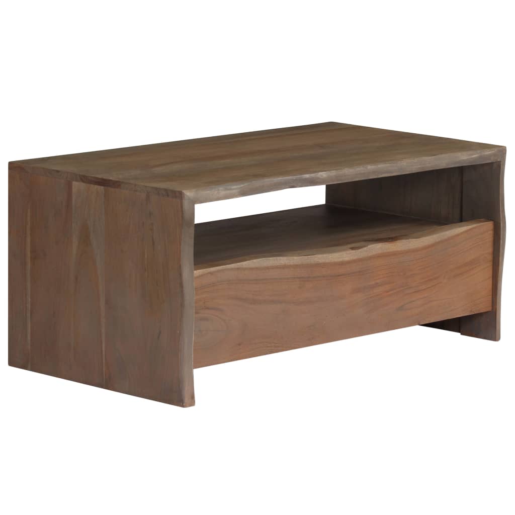 vidaXL Konferenčný stolík sivý 90x50x40 cm akáciové drevo s prirodzene tvarovanými hranami