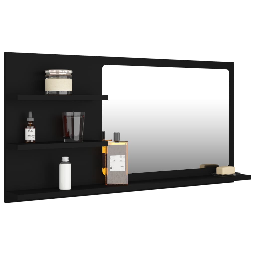 vidaXL Kúpeľňové zrkadlo, čierne 90x10,5x45 cm, kompozitné drevo