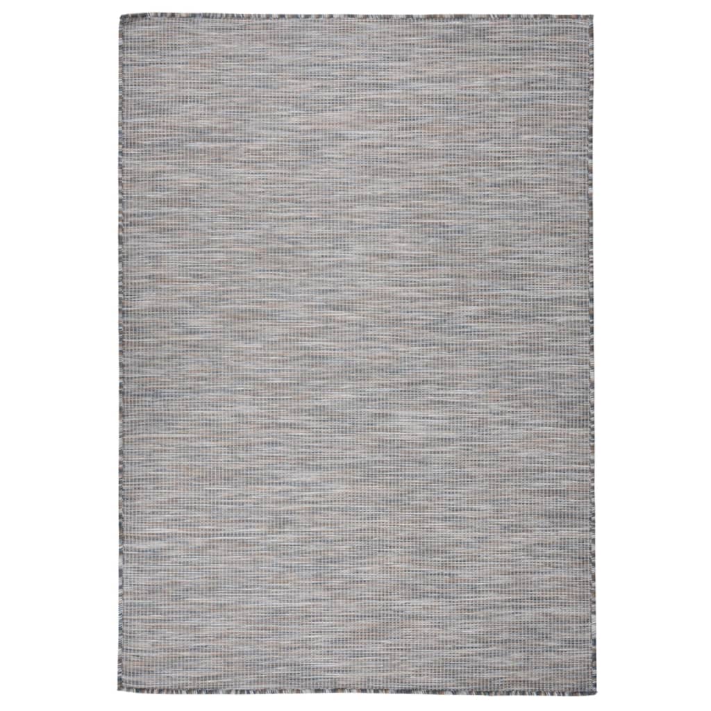 vidaXL Vonkajší koberec s plochým tkaním 140x200 cm hnedý a modrý
