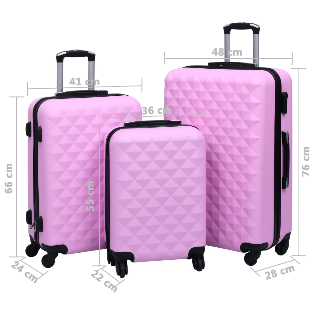 vidaXL Súprava cestovných kufrov s tvrdým krytom 3 ks ružová ABS