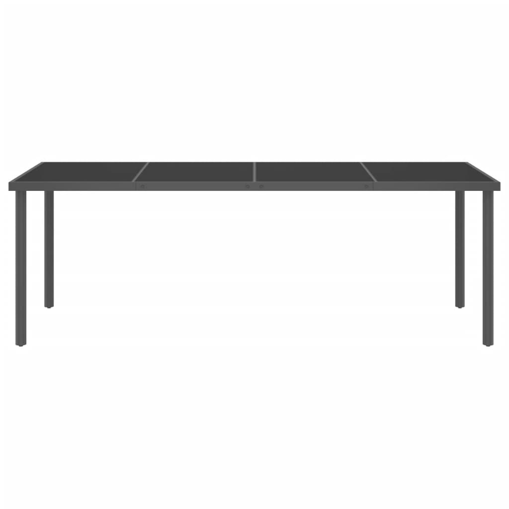 vidaXL Vonkajší jedálenský stôl antracitový 220x90x75 cm oceľ a sklo