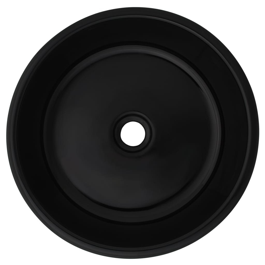 vidaXL Umývadlo čierne 42x12 cm keramické okrúhle