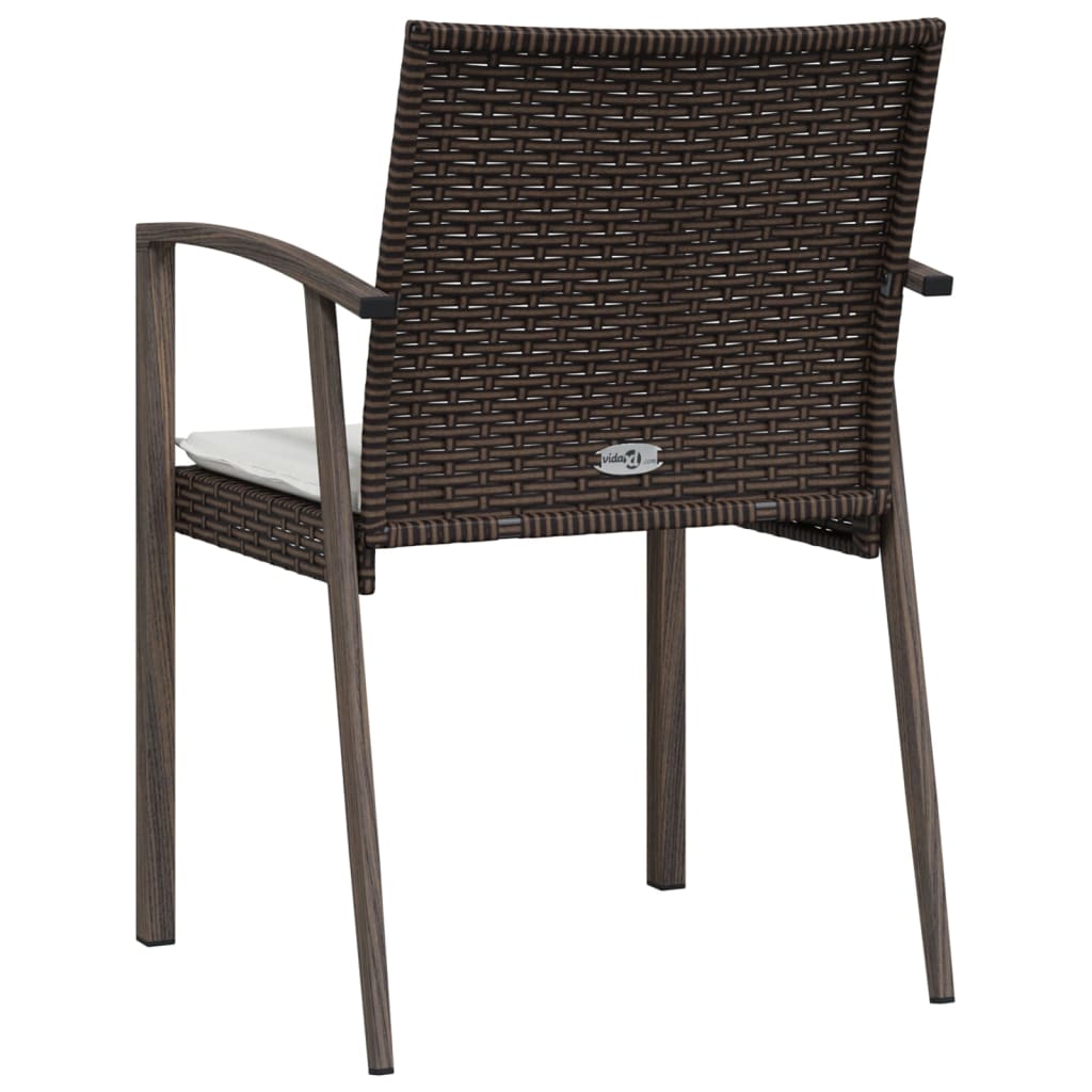 vidaXL Záhradné stoličky s vankúšmi 4 ks hnedé 56,5x57x83 cm polyratan