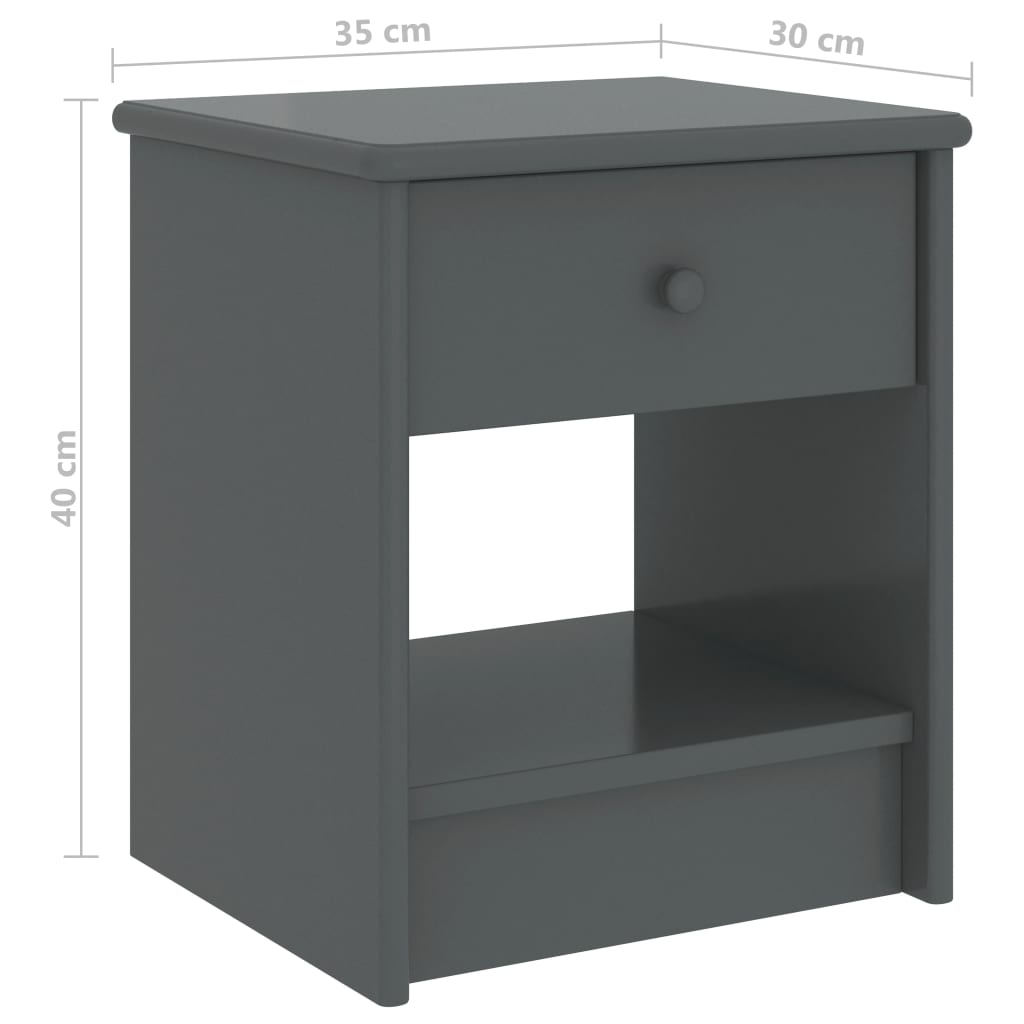 vidaXL Nočný stolík tmavosivý 35x30x40 cm borovicový masív