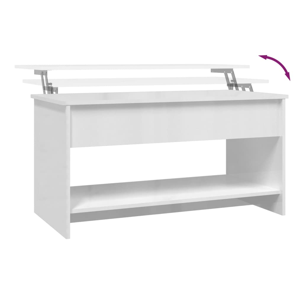 vidaXL Konferenčný stolík lesklý biely 102x50x52,5 cm spracované drevo