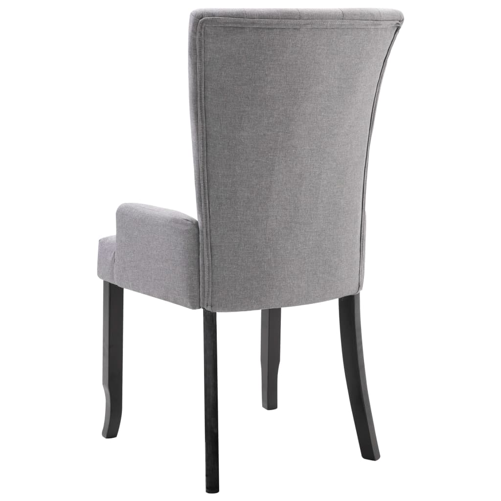 vidaXL Jedálenské stoličky s opierkami 4 ks, svetlosivé, látka