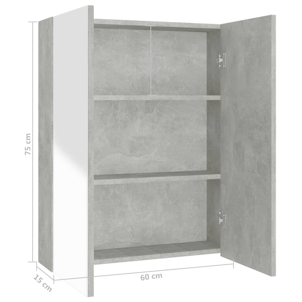 vidaXL Kúpeľňová zrkadlová skrinka 60x15x75 cm MDF betónovo sivá