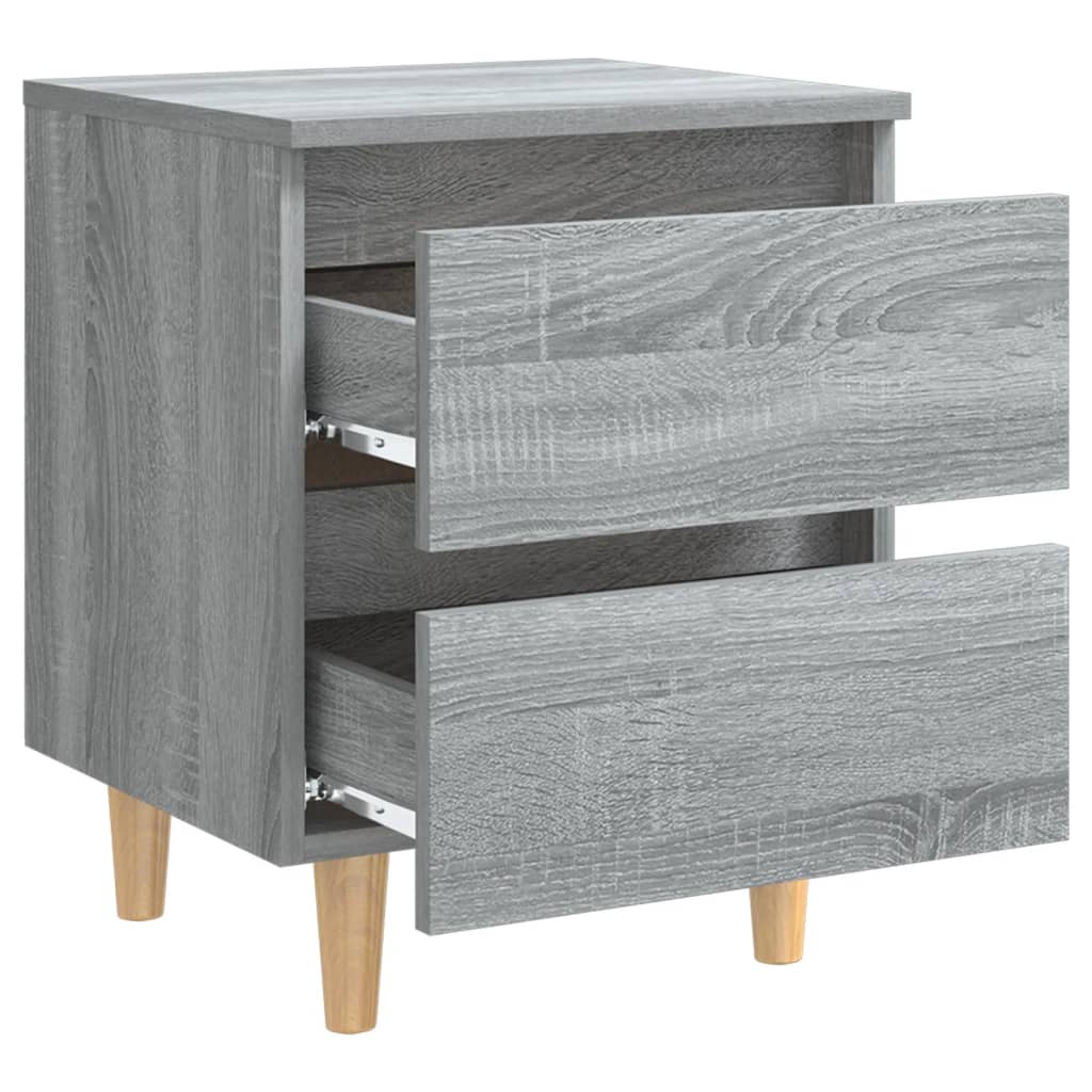 vidaXL Nočný stolík s nohami z masívneho dreva sivý 40x35x50 cm