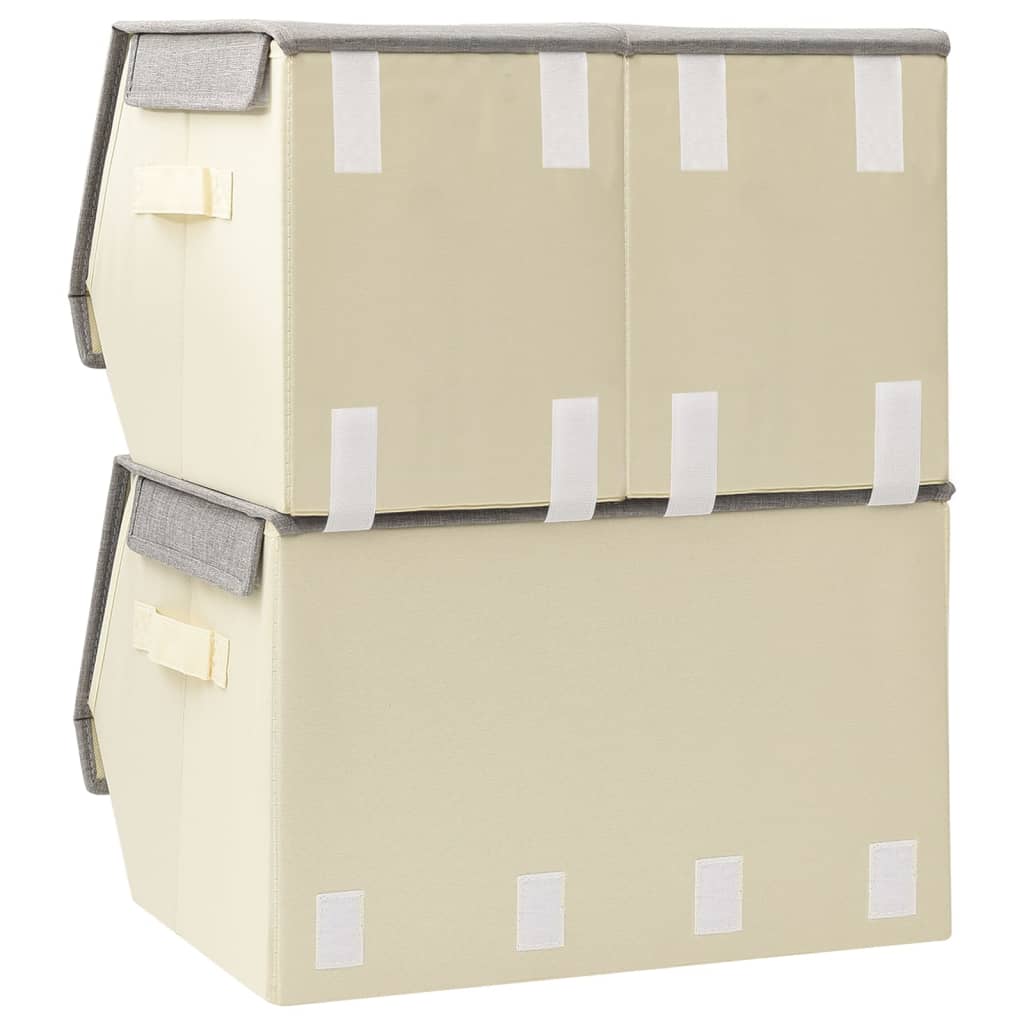 vidaXL Súprava stohovateľných úložných boxov 3 ks látková sivo-krémová