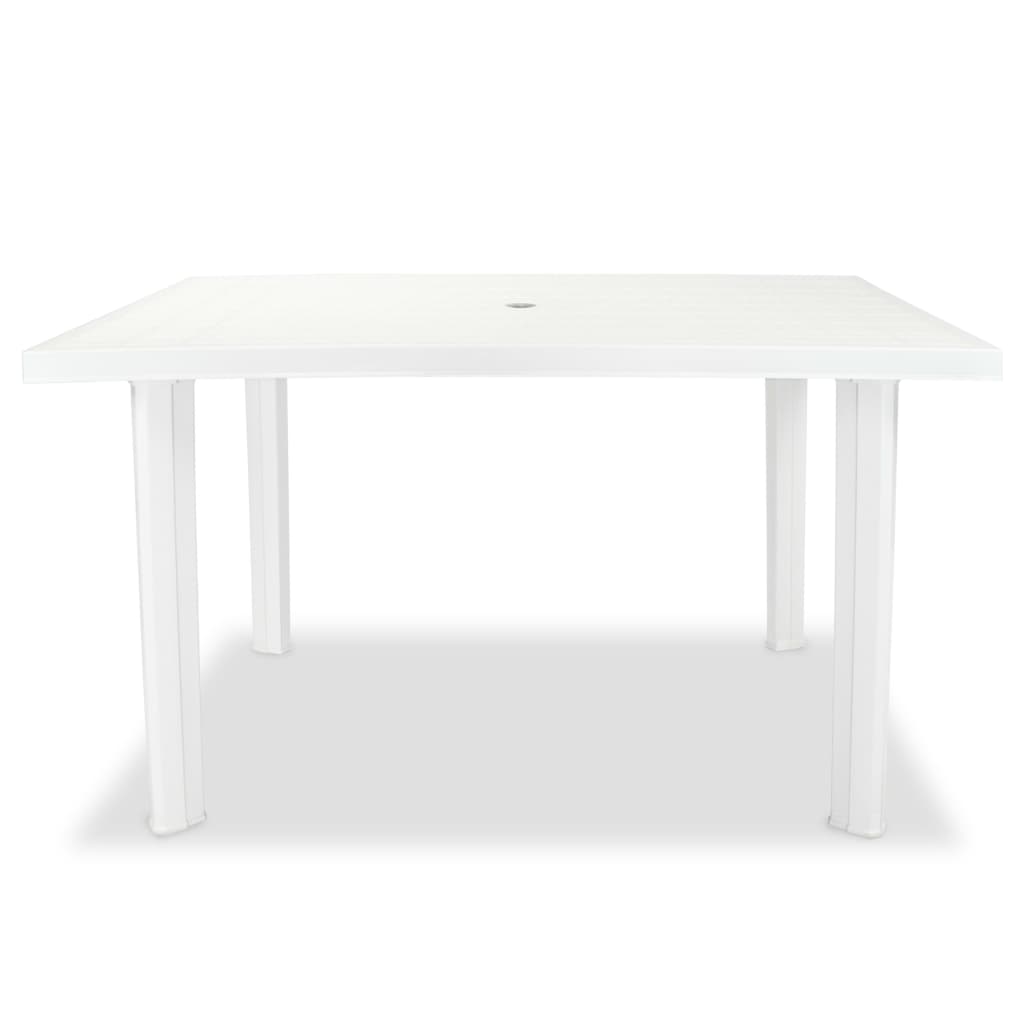 vidaXL Záhradný stôl, biely 126x76x72 cm, plast