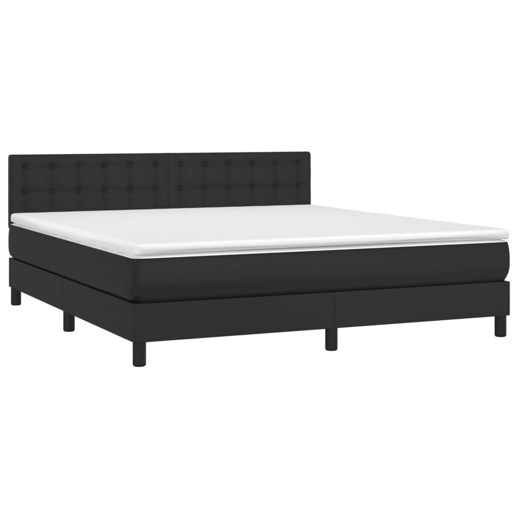vidaXL Boxspring posteľ s matracom čierna 180x200 cm umelá koža