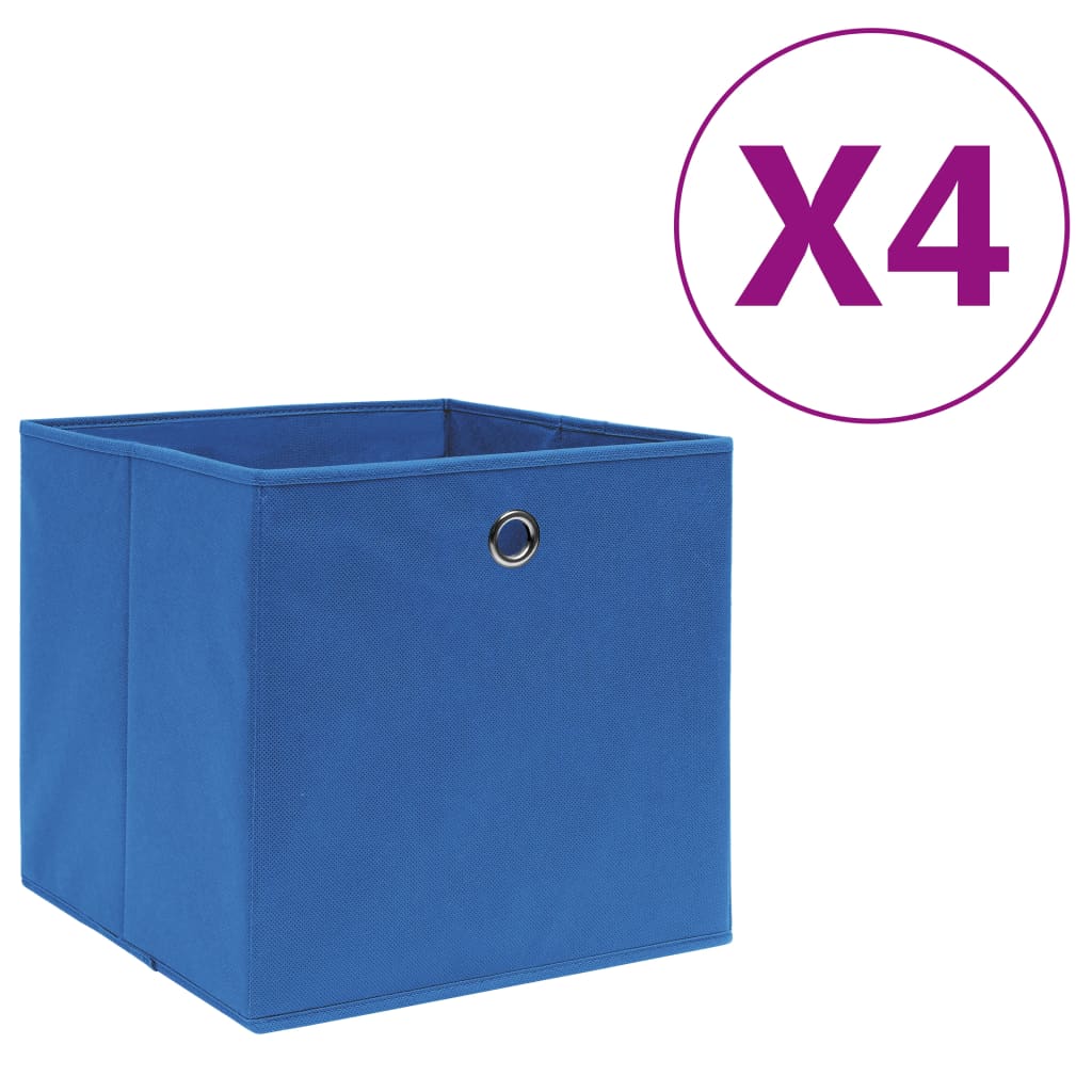 vidaXL Úložné boxy 4 ks, netkaná textília 28x28x28 cm, modré