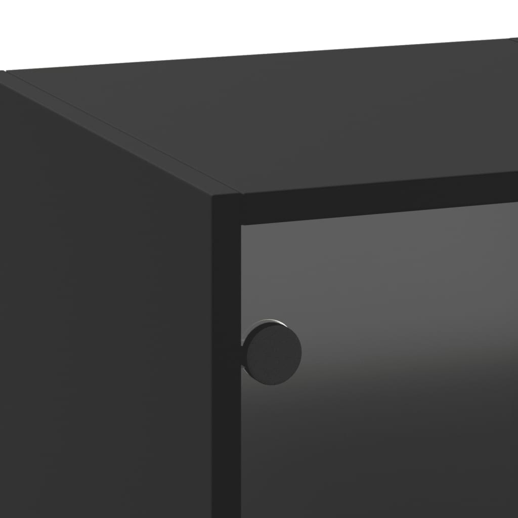 vidaXL Bočná skrinka so sklenenými dvierkami čierna 35x37x100 cm