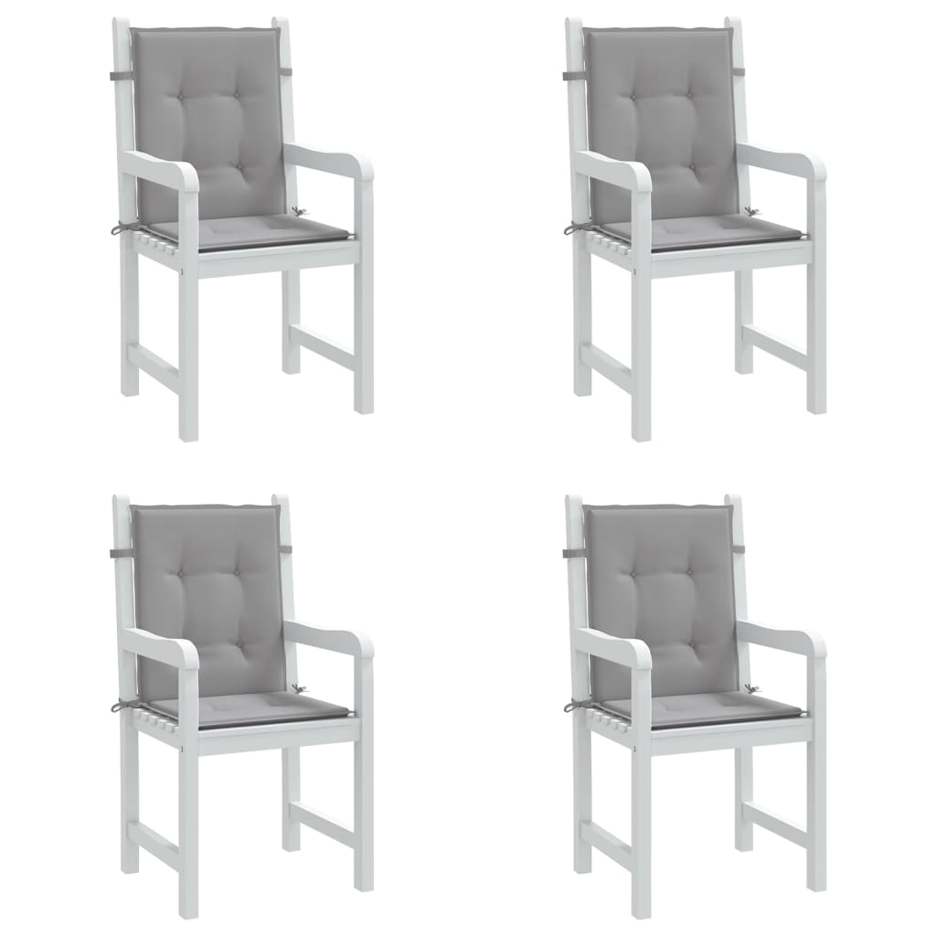 vidaXL Podložky na záhradné stoličky, nízke operadlo 4 ks, sivé